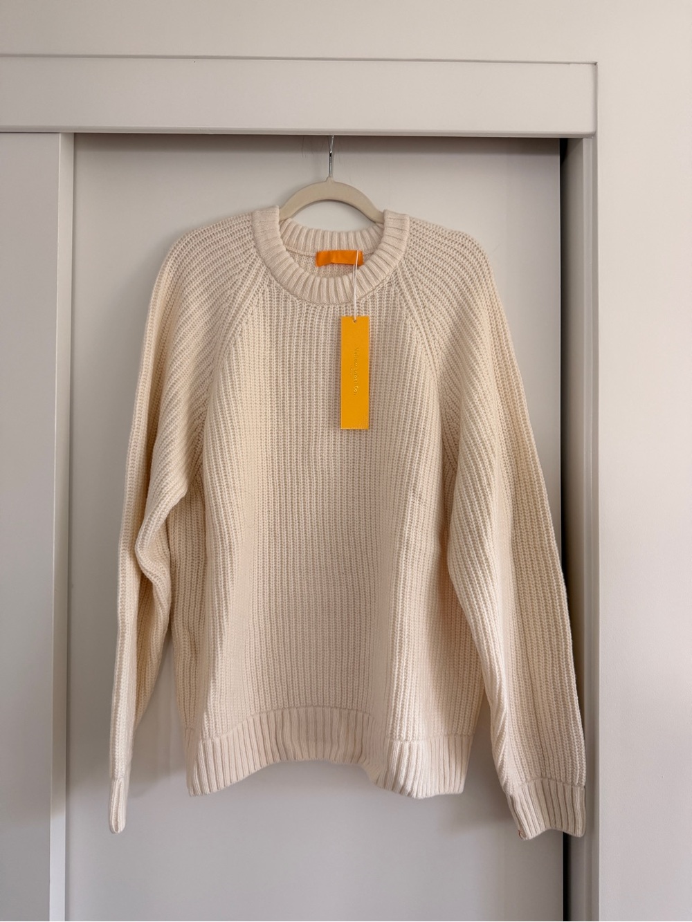 Yellow Label Co Cream Ribbed Crewneck Sweater M/L